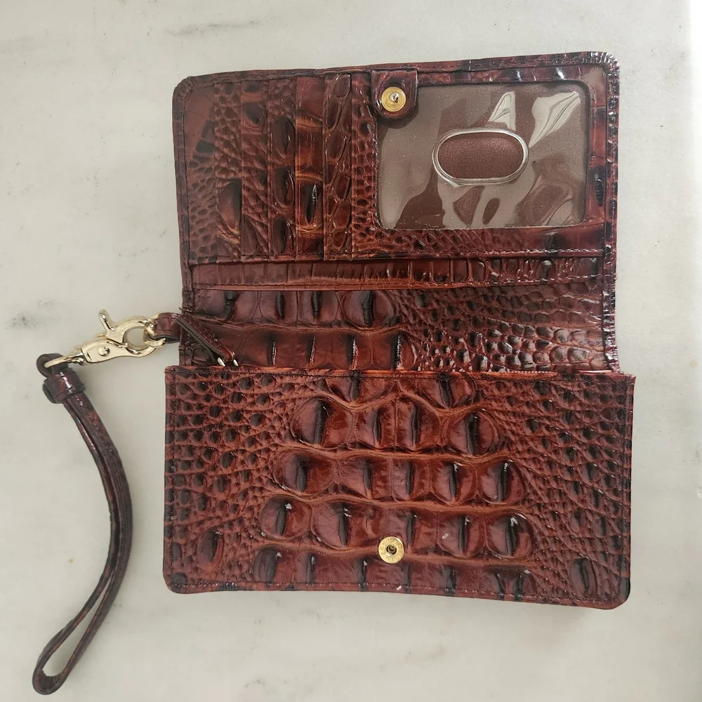 Brahmin Pecan Melbourne Mini Amelia Wallet Shoulder or Handle Top Bucket Bag - Picture 9 of 11